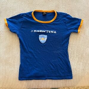 Urban Outfitters Blue and Orange Argentina Baby tee